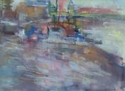 hammersmith at low tide 2, 12inchesx16inches, oil on paper, �325