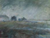 Rain at  mudeford beach, 16 ins x 12 ins, oil on board, �250